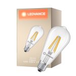 Ledvance Classic LED Edison E27 Pera Con Filamento Clara 3.8W 806lm - 827 Luz Muy Cálida | Reemplazo 60W
