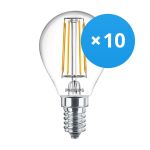Multipack 10x Philips Corepro LED Lustre E14 Esférica con Filamento Clara 4.3W 470lm - 827 Luz muy Cálida | Reemplazo 40W