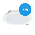 Multipack 6x Philips Downlight LED DN065B Metal Blanco 19W 2000lm 110D - 830 Luz Cálida | 225mm - Recorte 200mm - IP20
