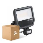 Multipack 5x Ledvance Proyector LED Aluminium Negro 41W 6000lm 100D - 840 Blanco Frio | IP65 - Sensor De Movimiento Y Luz - Simétrico