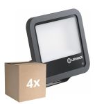 Multipack 4x Ledvance Proyector LED Aluminium Negro 69W 10000lm 100D - 840 Blanco Frio | IP66 - Sensor De Luz - Simétrico