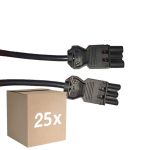 Multipack 25x Noxion GST - Compatible Cable de extensión Negro - Macho + Hembra - 5m - 3 pole 1,5mm2