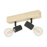 Eglo Luz de techo Townshend 3 Madera Acero Negro | IP20 - Apta para 2x E27 