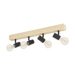 Eglo Luz de techo Townshend 3 Madera Acero Negro | IP20 - Apta para 4x E27 
