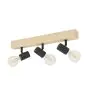 Eglo Luz de techo Townshend 3 Madera Acero Negro | IP20 - Apta para 3x E27 