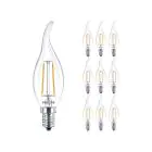 Multipack 10x Philips Corepro LED Vela E14 Punta torcida con Filamento Clara 2W 250lm - 827 Luz muy Cálida | Reemplazo 25W