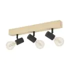 Eglo Luz de techo Townshend 3 Madera Acero Negro | IP20 - Apta para 3x E27 